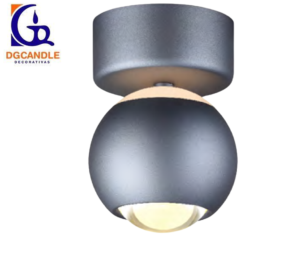 Lámpara LED Decorativa de Superficie, DG61241C, 5W, NW 4000K, 85-265Vac, Dimensiones: Φ94x137mm, IP20, Gris Oscuro