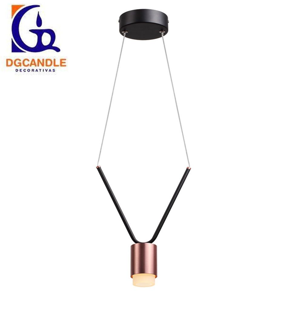 Lámpara LED Decorativa Colgante, DG50951P, 5W, NW 4000K, 85-265Vac, Dimensiones: 212x60x1500mm, IP20, Negro con Rose Gold