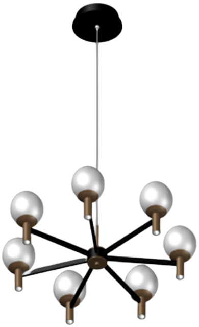 Lámpara LED Decorativa Colgante, DG60131P, 63W, NW 4000K, 85-265Vac, Dimensiones: 786x786x1500mm, IP20, Negro con Dorado