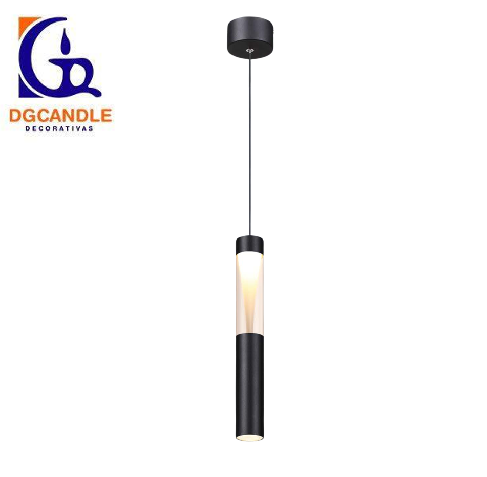 Lámpara LED Decorativa Colgante, DG51224P, 8W, NW 4000K, 85-265Vac, Dimensiones: 50x50x1500mm, IP20, Negro