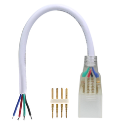 [DGPR-1405455] Conector p/Manguera LED SMD5050, RGB, blanco, PCB 15mm y cable de 22cm, 1 vía