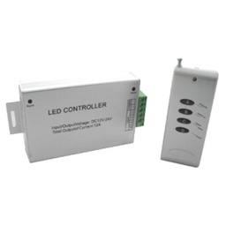 [DGPR-1007279] Controlador para Cintas LED de Radio Frecuencia, RGB, 144W, 12-24Vdc, 12A, 5050 30Led/Mts - 60Led/Mts, Gris, Con Memoria, Control no incluye baterías