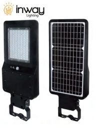 [DGPR-1024434] Lámpara Solar Street Light LED de 40W con Panel Integrado de 21W, 13.5V y Sensor de Movimiento, SMD2835 x 90pcs, CW 6000K, 140x70 Grados, Con Batería de Litio 327.00Wh, 9.6V, 12000mAh, IP65, Negra, 120Lm/W