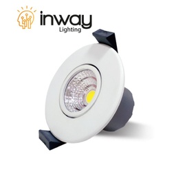 [DGPR-1024918] Lámpara Ceiling LED de Empotrar, Dirigible, 5W, WW 3000K, 100-260Vac, IP20, 30 Grados, Blanco, Dimensiones: Ø88x65mm