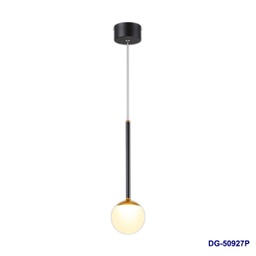 [DGPR-1025145] Lámpara LED Decorativa Colgante, DG50927P, 7W, CW 6000K, 85-265Vac, Dimensiones: 99x99x1500mm, IP20, Negra con dorado