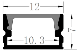 [DGPR-1026543] Perfil de Aluminio p/Cinta LED con PCB de 5-10mm, DG-S1207, Medidas: 12x7x2500mm, p/Superficie, incluye: difusor opal con nivel de transparencia de un 65%, 2 tapas terminales y 4 clips, Plateado