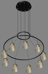 [DGPR-1026805] Lámpara LED Decorativa Colgante, DG50368P, 72W, NW 4000K, 85-265Vac, Dimensiones: 1000x1000x1500mm, IP20, Negro con dorado