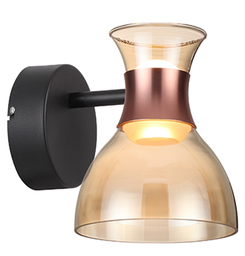 [DGPR-1026809] Lámpara LED Decorativa de Pared (Aplique), DG50370W, 8W, NW 4000K, 85-265Vac, Dimensiones: 230x170x180mm, IP20, Negro con Rose Gold
