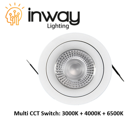 [DGPR-1027863] Lámpara Down Light LED, 5W, Multiple CCT WW 3000K / NW 4000K / CW 6500K, 100-240Vac, IP20, Blanco, Dimensiones: 108x45mm