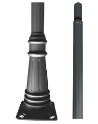 [DGPR-1028019] Poste tipo inglés Redondo color gris oscuro p/Luminaria, Largo: 4Mts, con medida en la parte superior de 73mm, Incluye: base de sujeción y tornillería