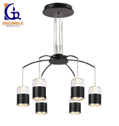 [DGPR-1028031] Lámpara LED Decorativa Colgante, DG61029P, 50W, 6x8.33W, NW 4000K, 85-265Vac, Dimensiones: 680x680x1500mm, IP20, Negro con dorado