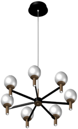 [DGPR-1028110] Lámpara LED Decorativa Colgante, DG60131P, 63W, NW 4000K, 85-265Vac, Dimensiones: 786x786x1500mm, IP20, Negro con Dorado