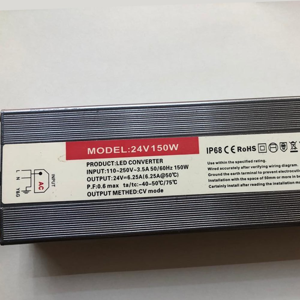 Power Supply Voltaje Constante Corriente Variable LED, 150W, 110-250Vac, 24Vdc, 6.25A, IP67