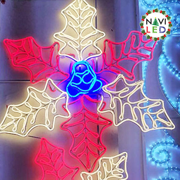 Adorno Navideño en Neon LED p/exterior tipo Flor de Pascua, 835W, Multicolor, 110Vac, Dimensiones: L180xW103cm