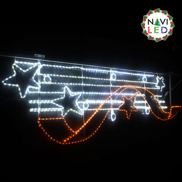 Adorno Navideño 2D en Manguera LED p/exterior tipo DG-022, amarillo + blanco, 110Vac, Dimensiones: 67x210cm