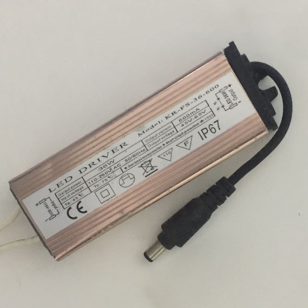 Driver p/Lampara LED, IP67 (36W, Output: 45-65Vdc, 600mA, 110-260Vac)