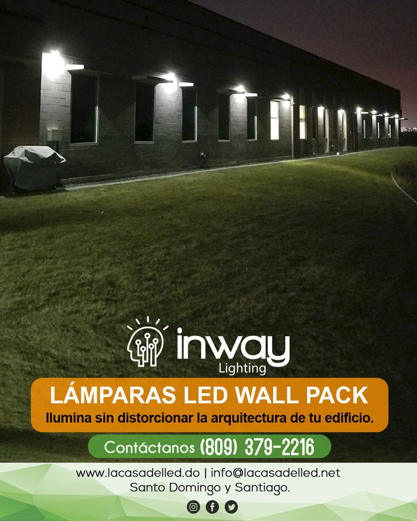Lampara Wall Pack LED, 80W, 5000K, 100-277Vac, IP66, 120 Grados, 110Lm/W
