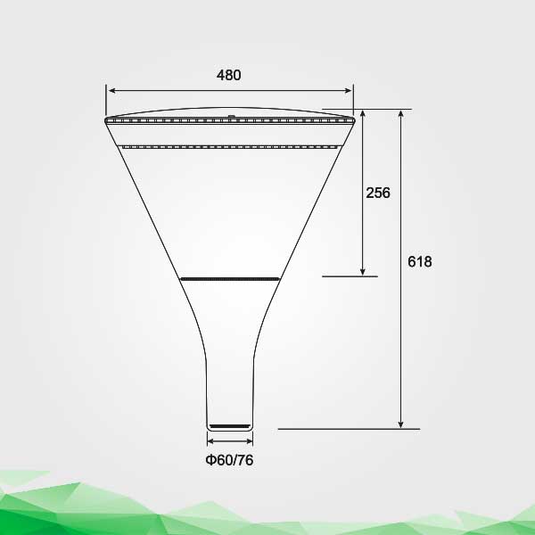 Lampara Garden Light LED, Dayr, DGIN-GSK50, 50W, 5000K, 100-277Vac, Con supresor de pico externo de 10KV, 60,000 horas de vida util, Base: 76mm, IP66, 120 Grados