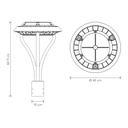 Lampara Garden Light LED, 150W, CW 6000K, 100-240Vac, Con Supresor de pico de 4KV, Base: 400mm, IP65, 90 Grados