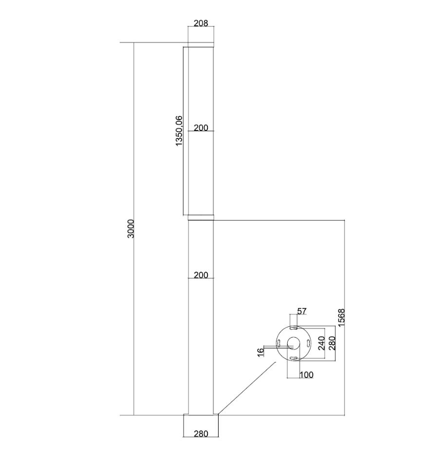 Lámpara LED, 80W, WW 3000K, 100-277Vac, 10KV, Con difusor Clear, Altura: 3 metros, Gris Oscuro