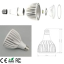 Bombilla LED, PAR30 COB, 18W, WW 3000K, 100-260Vac, E27, IP20, 24 Grados, Negro, Dimensiones: Ф95x120mm