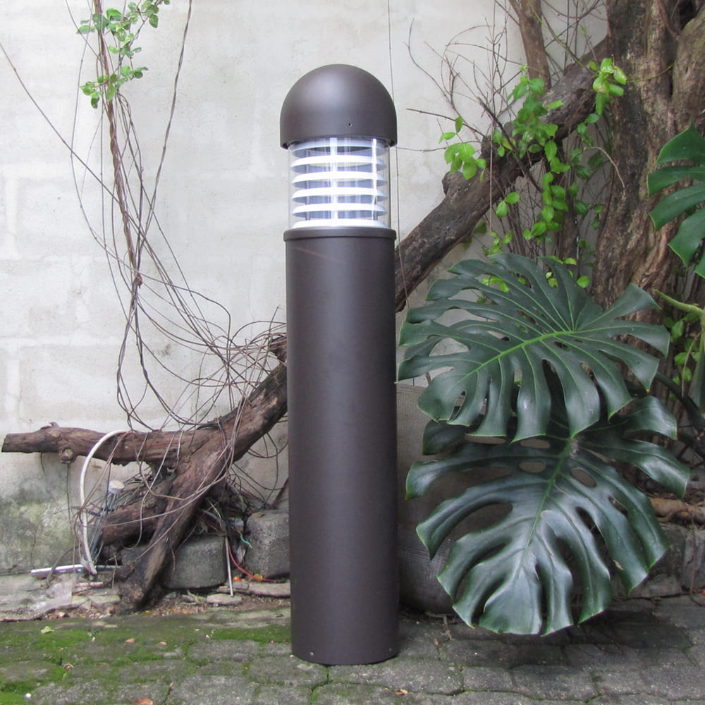 Bolardo LED, DGIN-25A, 25W, WW 3000K, 100-277Vac, Dimensiones: Ø200xH1090mm, Material: Aluminio, IP65, 150 Grados, Gris Oscuro