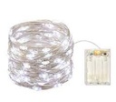 Extensión Navideña LED p/Exterior con Batería, 0.3W, CW 6000K, 100LED/10Metros, 8 funciones, con Cable color cobre, IP65