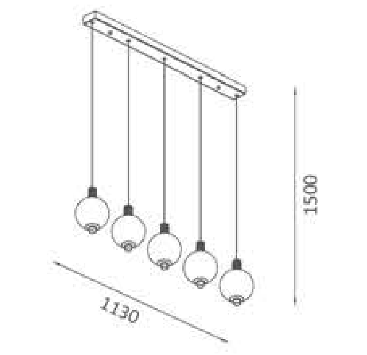 Lámpara LED Decorativa Colgante, DG50004P, 45W, NW 4000K, 85-265Vac, Dimensiones: 1130x160x1500mm, IP20, Negro con Khaki