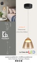 Lámpara LED Decorativa Colgante, DG50361P, 8W, NW 4000K, 85-265Vac, Dimensiones: 132x132x1500mm, IP20, Dorado con Negro