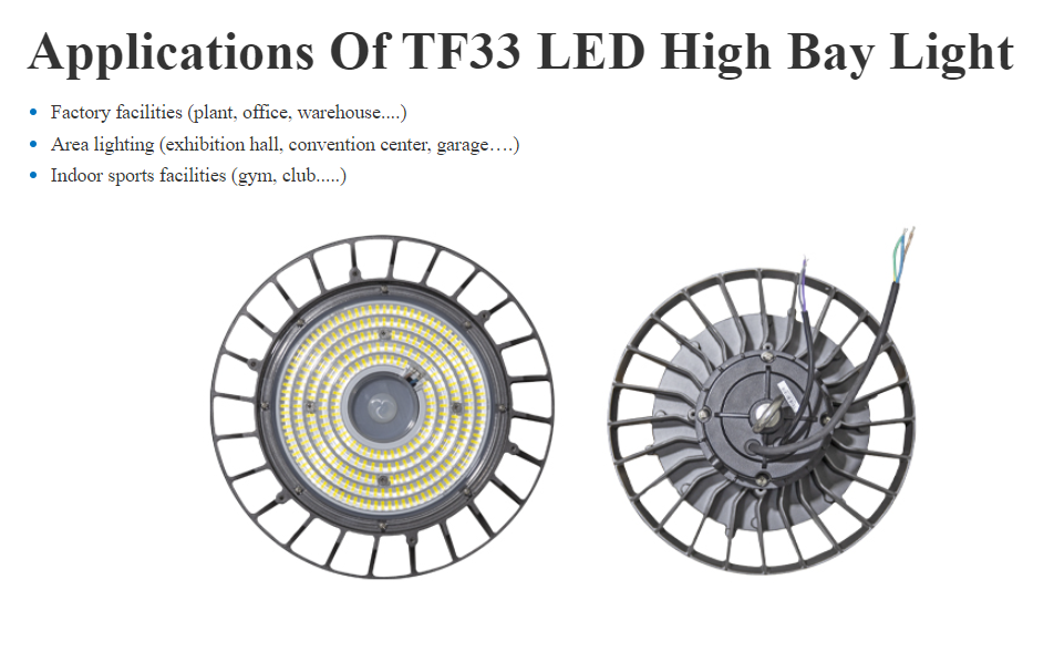 Lámpara High Bay Light LED Modular tipo UFO, TF33C, 150W, 5000K, 380pcs, 1532, 90 Grados, SANAN 3030, 50,000 horas de vida útil, 100-277Vac, Dimmable de 0-10Vdc, Con Supresor de Pico Interno de 6KV, Dimensiones: Φ300x200mm, IP65, Gris Oscuro