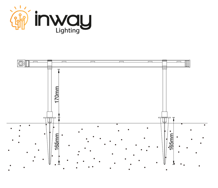 Kit de 2 Poste tipo extensión de 170mm con estaca de 165mm, Material: Aluminio, Gris Oscuro