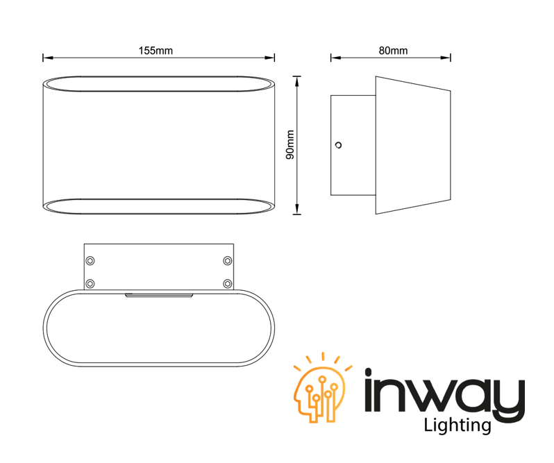 Lámpara LED de Pared (Aplique), 8W, NW 4000K, 100-265Vac, 2x280 Grados, Dimensiones: 155x90x80mm, Material: Aluminio, IP65, Gris Oscuro