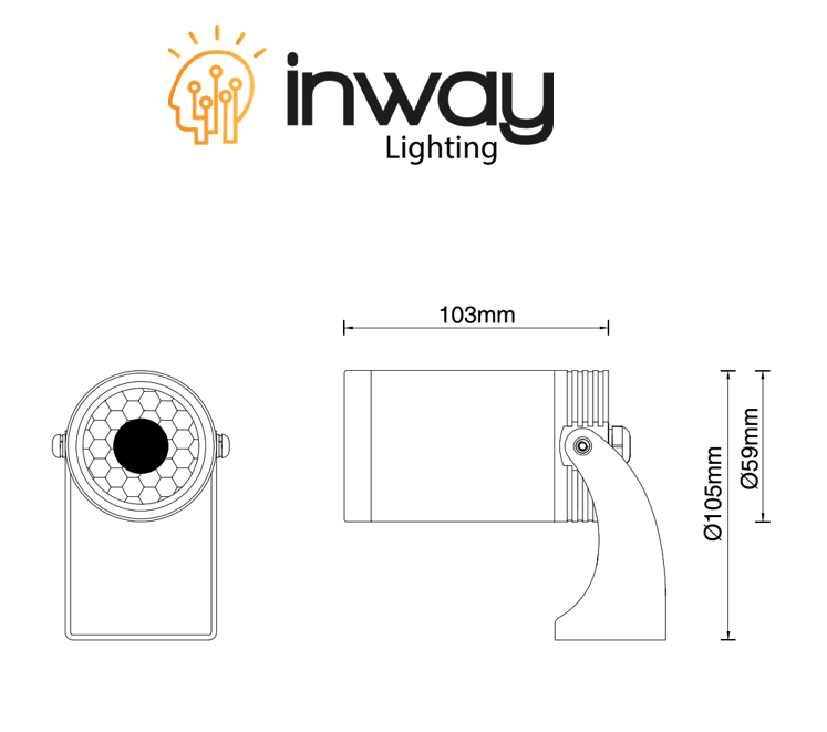 Reflector COB LED, 15W, RGBW+WW 3000K, 12Vdc, IP68, 36 Grados, Dimensiones: Ø59x103mm, Material: Acero Inoxidable 316