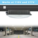 Lampara Canopy de Emergencia LED SMD, 15W, CW 5000K, 100-277Vac, 130 Grados, IP65, Bronce, 130Lm/W