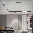 Lámpara Lineal Magnética LED p/Riel de 20mm de ancho con Divisiones, 24W, 17.16&quot;(436mm), NW 4000K, 48Vdc, Instalación: Empotrar o Superficie, 24 Grados, Negra