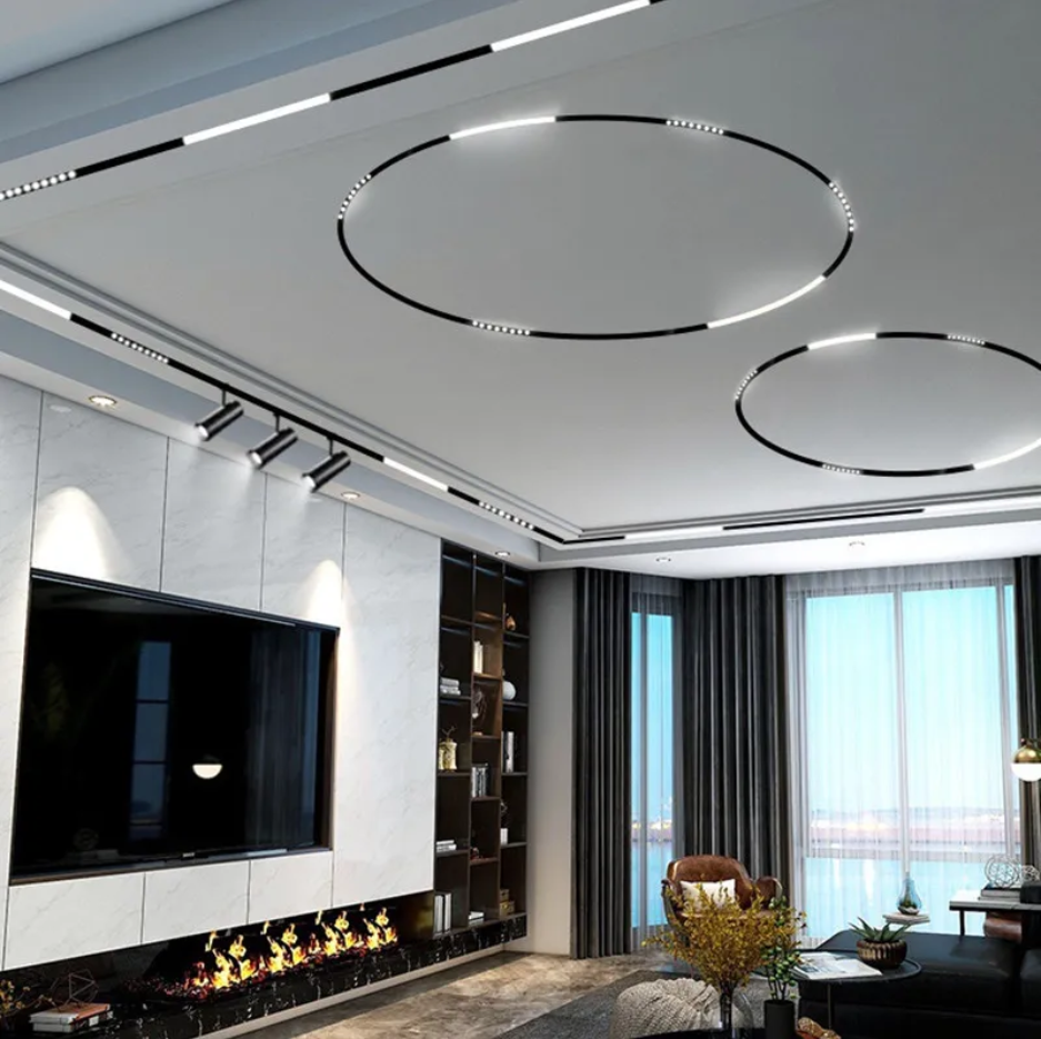 Lámpara Magnética LED tipo Arco p/Riel de 20mm de ancho con Rejilla / Foldable, 6W, 4.40&quot;(112mm), NW 4000K, 48Vdc, Instalación: Empotrar o Superficie, 24 Grados, Negra