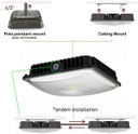 Lampara Canopy LED SMD, 45W, CW 6000K, 100-277Vac, 120 Grados, IP65, 100Lm/W