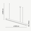 Lámpara Lineal Light para Colgar LED, 40W, 47.24&quot;(120cm), CW 6000K, Frost, 100-240Vac, 120 Grados, Negra