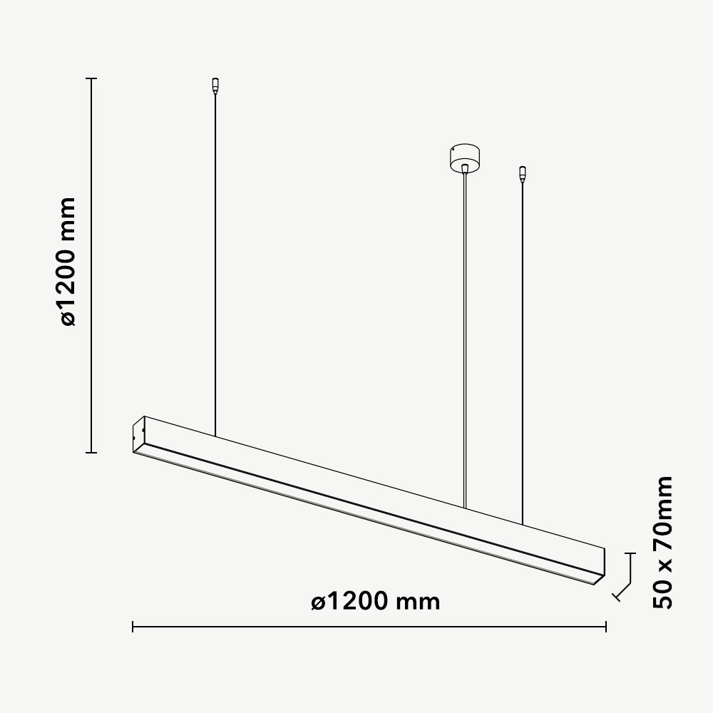 Lámpara Lineal Light para Colgar LED, 40W, 47.24&quot;(120cm), CW 6000K, Frost, 100-240Vac, 120 Grados