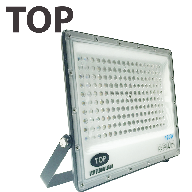 Lámpara Flood Light SMD TOP, 100W, CW 6000K, 100-265Vac, IP65, 120 Grados, Negra, Dimensiones: 248x329x25mm