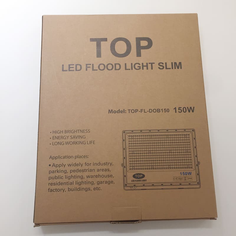 Lámpara Flood Light SMD TOP, 150W, CW 6000K, 100-265Vac, IP65, 120 Grados, Negra, Dimensiones: 280x378x25mm