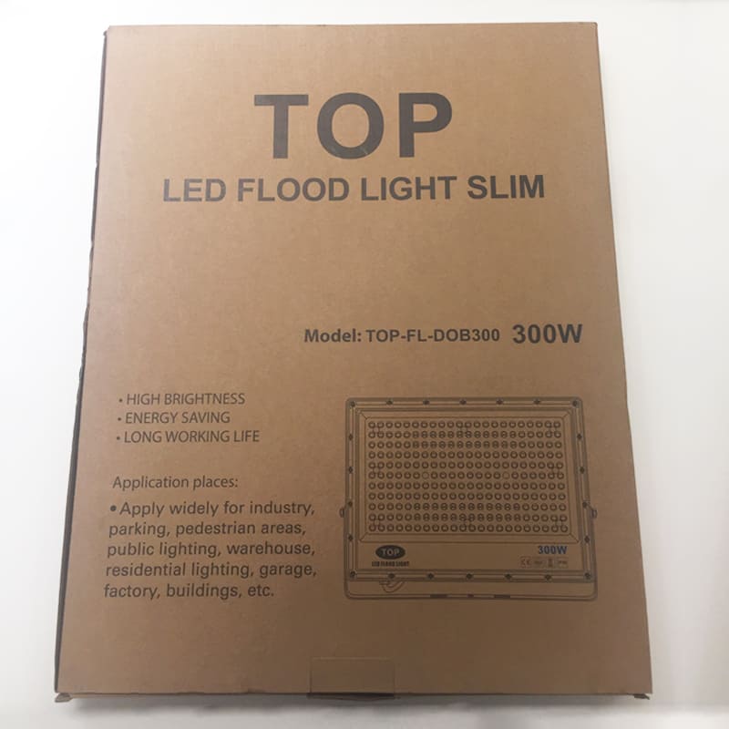 Lámpara Flood Light SMD TOP, 300W, CW 6000K, 100-265Vac, IP65, 120 Grados, Negra, Dimensiones: 360x470x28mm