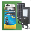 Lámpara Solar Street Light LED de 15W con Panel Integrado de 9.5Wp y Sensor de Movimiento, CW 6000K, 140x70 Grados, Con Batería de Litio de 186.50Wh, 7.4V, 5400mAh, IP65, Negra, 106Lm/W