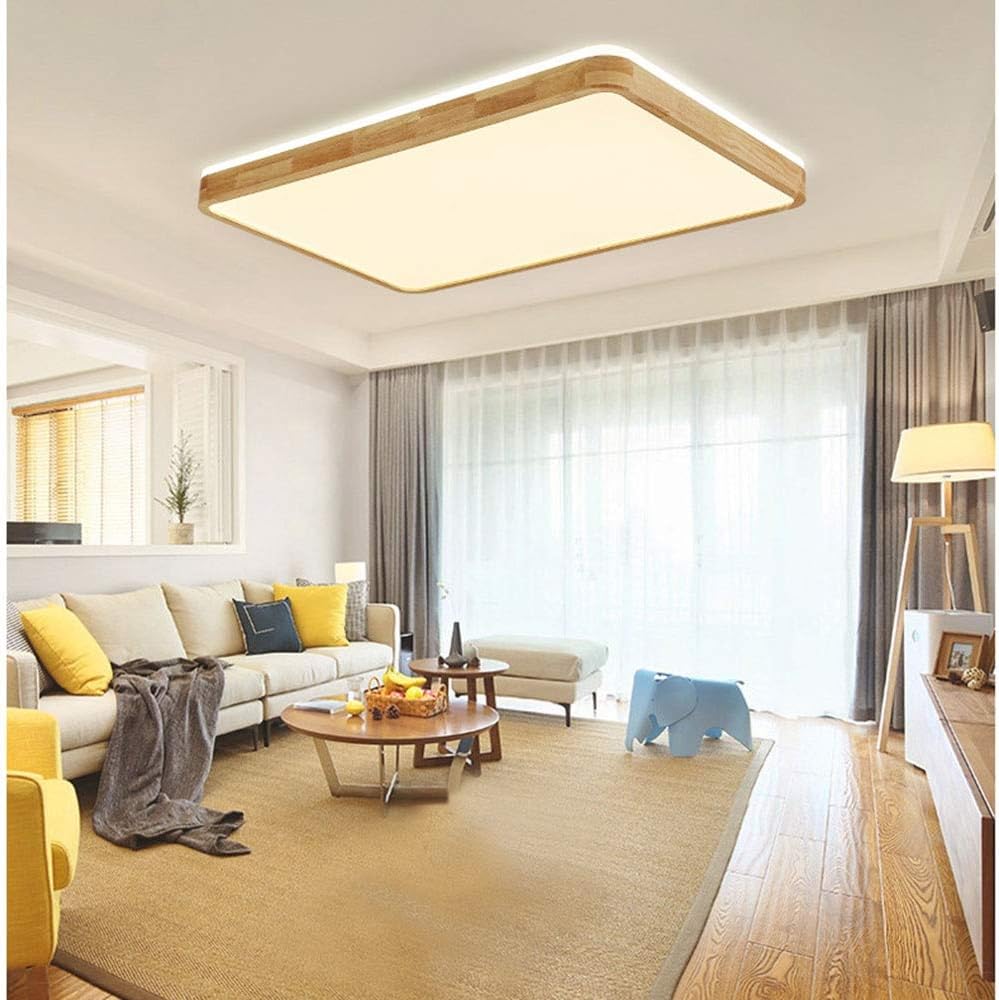 Lámpara LED Decorativa de Superficie, 40W, Multiple CCT WW 3000K / NW 4000K / CW 6500K, 100-277Vac, Dimmable, IP20, Material: Madera, Dimensiones: 400x600mm