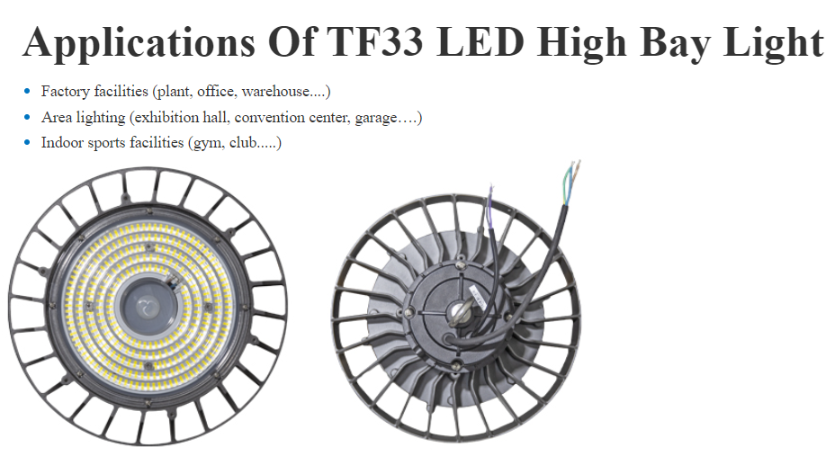 Lámpara High Bay Light LED Modular tipo UFO, TF33D, 200W, 5000K, 494pcs, 1534, 90 Grados, SANAN 3030, 50,000 horas de vida útil, 100-277Vac, Dimmable de 0-10Vdc, Con Supresor de Pico Interno de 6KV, Dimensiones: Φ335x205mm, IP65, Gris Oscuro