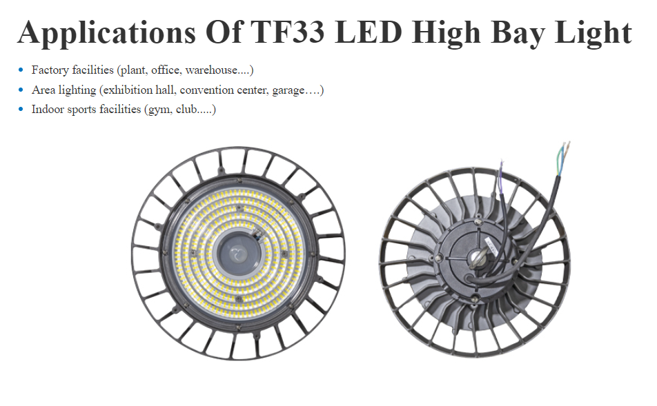 Lámpara High Bay Light LED Modular tipo UFO, TF33D, 200W, 5000K, 494pcs, 1534, 90 Grados, SANAN 3030, 50,000 horas de vida útil, 100-277Vac, Dimmable de 0-10Vdc, Con Supresor de Pico Interno de 6KV, Dimensiones: Φ335x205mm, IP65, Gris Oscuro