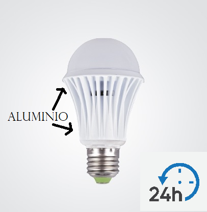 Bombilla LED, Tipo Bulbo, 7W, CW 6000K, E27, Frost, 110Vac, Dimmable, IP20, 180 Grados