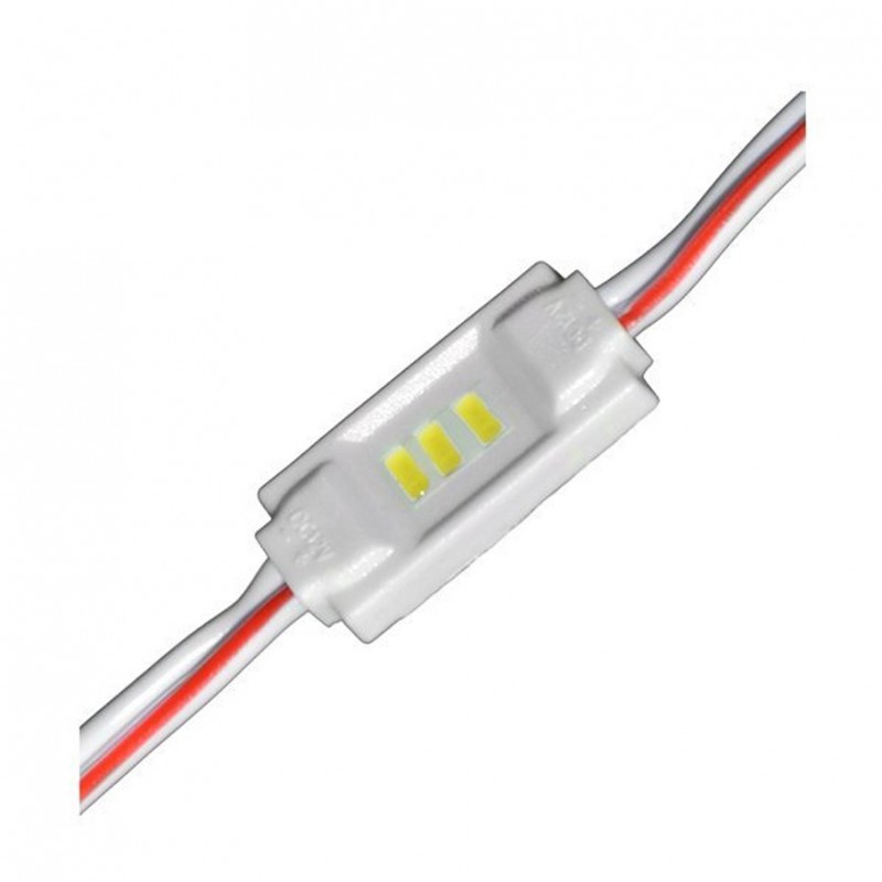 Módulo LED Mini, SMD3014, 3LED, 0.36W, CW 6000K, 12Vdc, L18*8*H3mm, IP65, 120 Grados