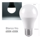 Bombilla LED, Tipo Bulbo Nano, 9W, CW 6000K, 100-240Vac, E27, Frost, IP20, 180 Grados