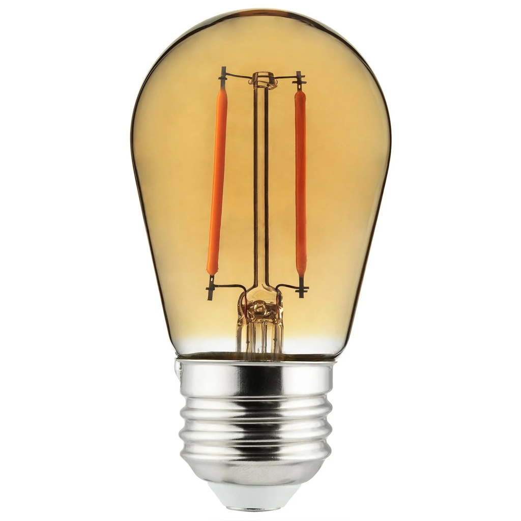 Bombilla de Filamento Vintage, Tipo S14, 2W, 2700K, E27, Ambar, 110-130Vac, Dimensiones: 45x85mm, IP20, 360 Grados